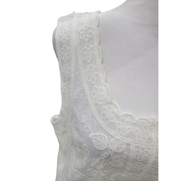 RD & Koko Embroidered Coastal Boho Lightweight Tank Top Size Large White - Picture 11 of 14